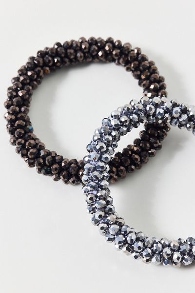 Urban Outfitters Brenda Beaded Bangle Bracelets Set in Black/Silver, Women's at Urban Outfitters