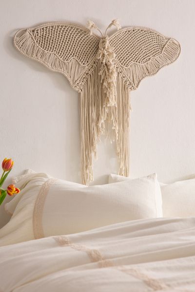 Urban Outfitters Butterfly Macramé Wall Hanging in Neutral at Urban Outfitters