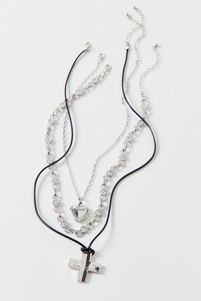 Urban Outfitters Caroline Corded Layering Necklaces Set in Silver, Women's at Urban Outfitters