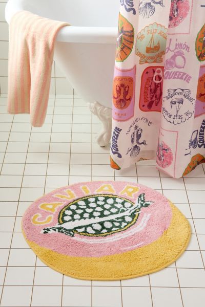 Urban Outfitters Caviar Tin Plush Round Bath Mat in Blue at Urban Outfitters
