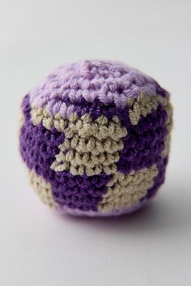 Urban Outfitters Checkered Crochet Footbag in Purple at Urban Outfitters