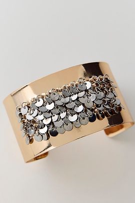 Urban Outfitters Chime Mixed Metal Cuff Bracelet in Gold, Women's at Urban Outfitters