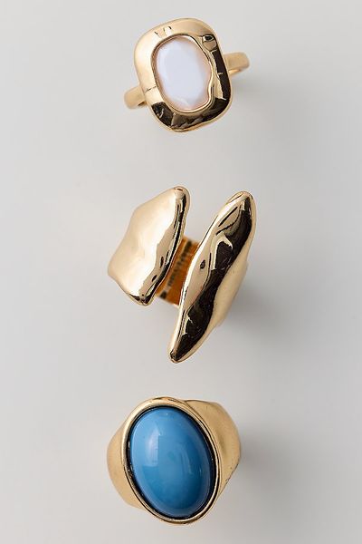 Urban Outfitters Chunky Stone Rings Set in Gold, Women's at Urban Outfitters