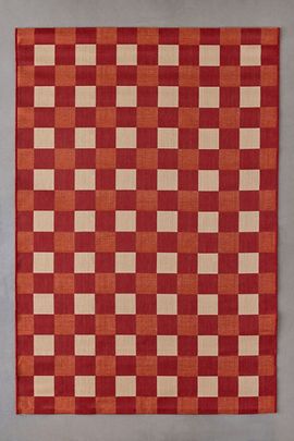 Urban Outfitters Cillian Checkerboard Indoor/Outdoor Rug in Red at Urban Outfitters