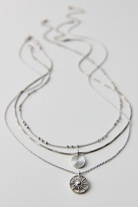 Urban Outfitters Circle Charm Pendant Layering Necklaces Set in Silver, Women's at Urban Outfitters
