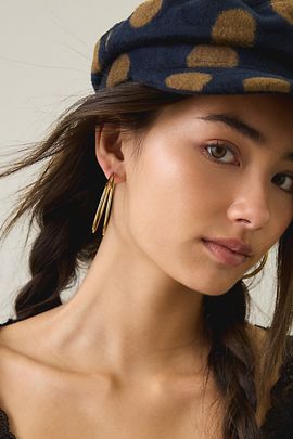 Urban Outfitters City Girl Waterproof Medium Illusion Double Hoop Earrings in Silver, Women's at Urban Outfitters