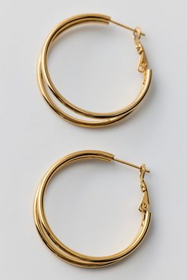 Urban Outfitters City Girl Waterproof Small Illusion Double Hoop Earrings in Gold, Women's at Urban Outfitters