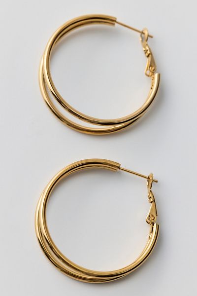 Urban Outfitters City Girl Waterproof Small Illusion Double Hoop Earrings in Gold, Women's at Urban Outfitters