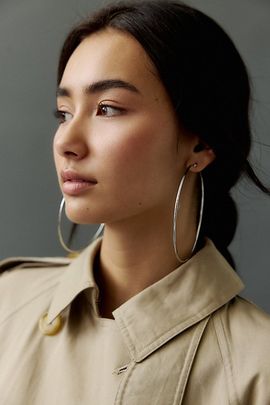 Urban Outfitters City Girl Waterproof XL Hoop Earrings in Silver, Women's at Urban Outfitters