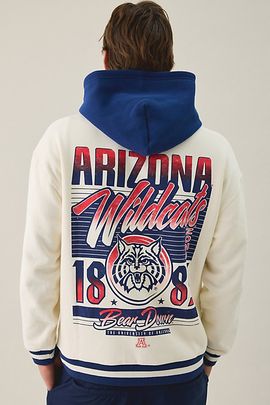 Urban Outfitters College Logo Graphic Colorblock Hoodie Sweatshirt in Arizona, Men's at Urban Outfitters