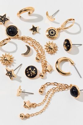 Urban Outfitters Cosmic Enameled Multi Earrings Set in Black, Women's at Urban Outfitters