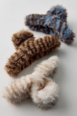 Urban Outfitters Cozy Zebra Faux Fur Claw Clip in Ivory, Women's at Urban Outfitters