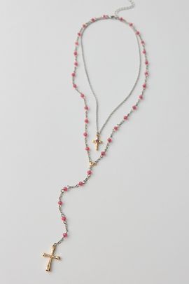 Urban Outfitters Cross Charms Layered Lariat Necklace in Gold, Women's at Urban Outfitters