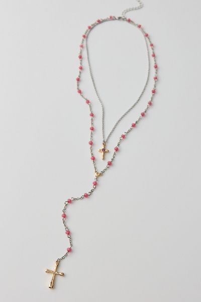 Urban Outfitters Cross Charms Layered Lariat Necklace in Gold, Women's at Urban Outfitters