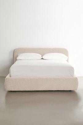 Urban Outfitters Daphne Upholstered Boucle Platform Bed in Ivory at Urban Outfitters