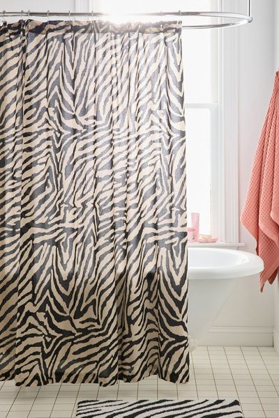 Urban Outfitters Darcie Zebra Print Patterned Shower Curtain in Zebra at Urban Outfitters