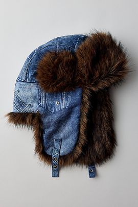 Urban Outfitters Denim Trapper Hat in Light Blue, Women's at Urban Outfitters