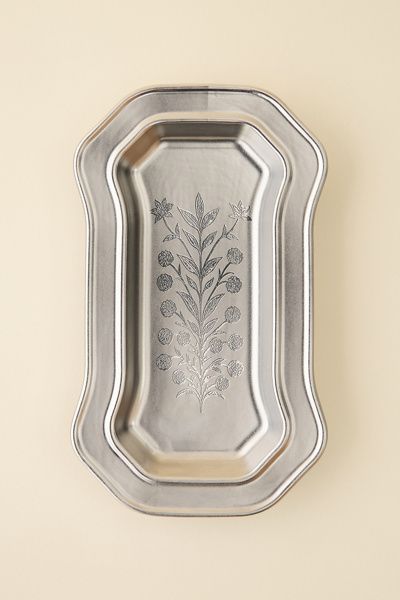 Urban Outfitters Desert Rose Etched Ceramic Trinket Tray in Silver at Urban Outfitters