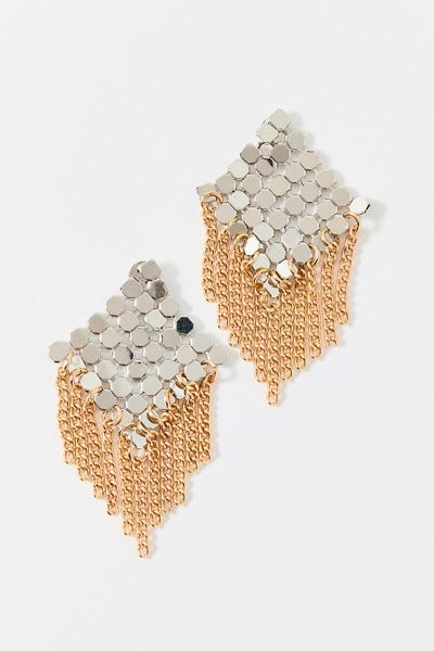 Urban Outfitters Diana Disco Chain Earrings in Silver/Gold, Women's at Urban Outfitters
