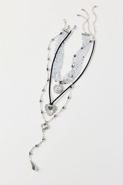 Urban Outfitters Disco Lights Statement Layering Necklaces Set in Silver, Women's at Urban Outfitters