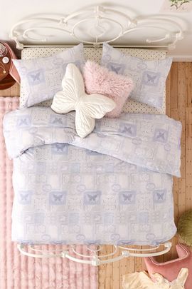 Urban Outfitters Dottie Lace Printed Soft Tee Jersey Duvet Cover in Ice at Urban Outfitters