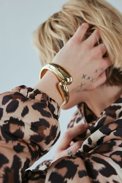 Urban Outfitters Double Dome Metal Cuff Bracelet in Gold, Women's at Urban Outfitters