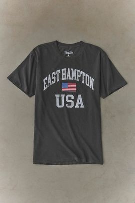 Urban Outfitters East Hampton USA Graphic Tee in Washed Charcoal, Men's at Urban Outfitters