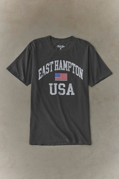 Urban Outfitters East Hampton USA Graphic Tee in Washed Charcoal, Men's at Urban Outfitters