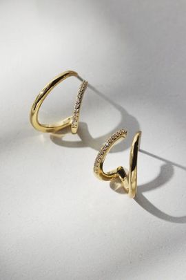 Electric Picks Electric Picks Crosby Rhinestone Double Hoop Earring in Gold, Women's at Urban Outfitters
