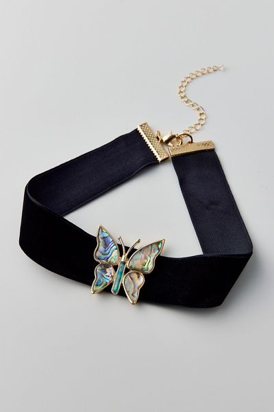 Urban Outfitters Elena Butterfly Choker Necklace in Black, Women's at Urban Outfitters