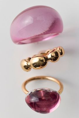 Urban Outfitters Elena Resin Rings Set in Gold, Women's at Urban Outfitters
