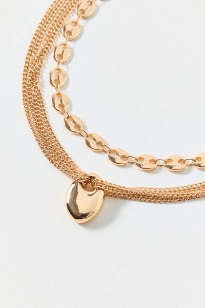 Urban Outfitters Ella Mixed Chains Layering Necklaces Set in Gold, Women's at Urban Outfitters