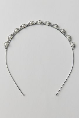Urban Outfitters Estelle Pearl Crown Headband in Silver, Women's at Urban Outfitters