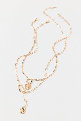 Urban Outfitters Faith Pendant Lariat Layering Necklaces Set in Gold, Women's at Urban Outfitters