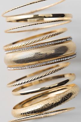 Urban Outfitters Falin Metal Bangle Bracelets Set in Gold, Women's at Urban Outfitters