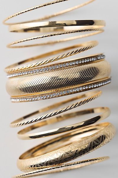 Urban Outfitters Falin Metal Bangle Bracelets Set in Gold, Women's at Urban Outfitters