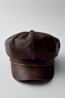 Urban Outfitters Faux Leather Baker Boy Hat in Brown, Women's at Urban Outfitters