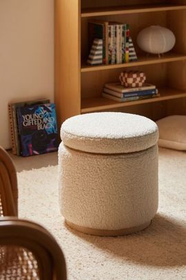 Urban Outfitters Fio Fleece Storage Stool in White at Urban Outfitters