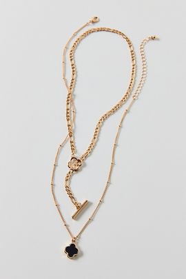 Urban Outfitters Flora Layering Necklaces Set in Gold, Women's at Urban Outfitters