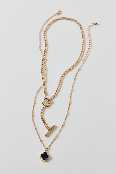 Urban Outfitters Flora Layering Necklaces Set in Gold, Women's at Urban Outfitters