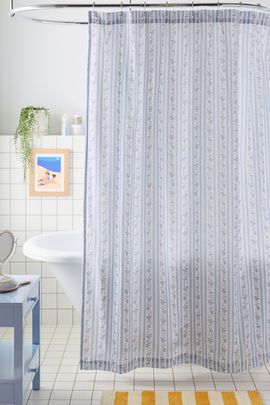 Urban Outfitters Francis Floral Striped Patterned Shower Curtain in Blue at Urban Outfitters