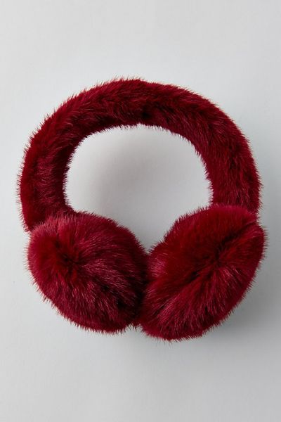 Urban Outfitters Fuzzy Heart Earmuffs in Red, Women's at Urban Outfitters