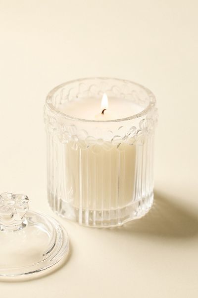Urban Outfitters Glass Flower Jar 7 oz Scented Candle in Lucid Dreams at Urban Outfitters
