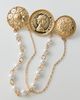 Urban Outfitters Golden Coin & Pearl Brooch in Gold at Urban Outfitters - 1