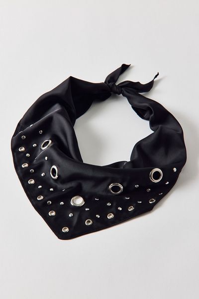 Urban Outfitters Grommet Metal Hardware Satin Headscarf in Black, Women's at Urban Outfitters