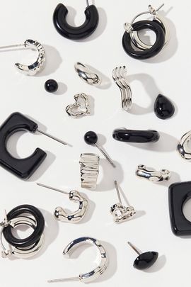 Urban Outfitters Haley Black Heart Multi Earrings Set in Black blue, Women's at Urban Outfitters