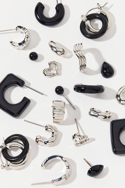 Urban Outfitters Haley Black Heart Multi Earrings Set in Black blue, Women's at Urban Outfitters