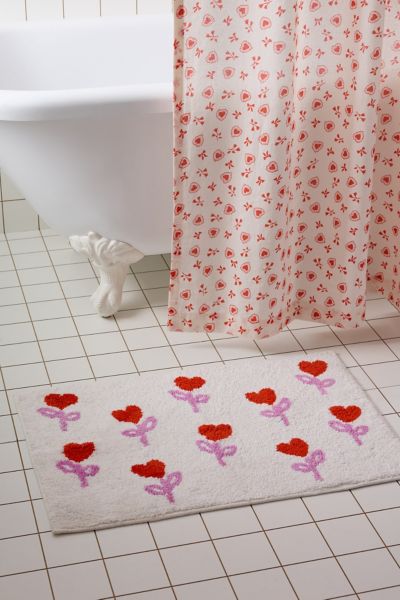 Heart Flower Tufted Cotton Bath Mat - Thumbnail 5