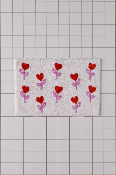 Heart Flower Tufted Cotton Bath Mat