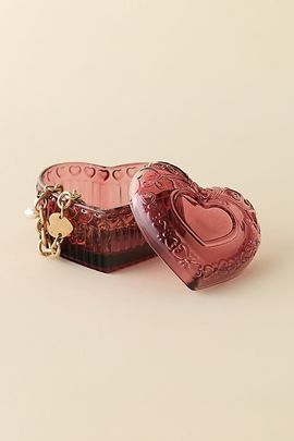 Urban Outfitters Heart Shaped Beveled Glass Trinket Box in Wine at Urban Outfitters